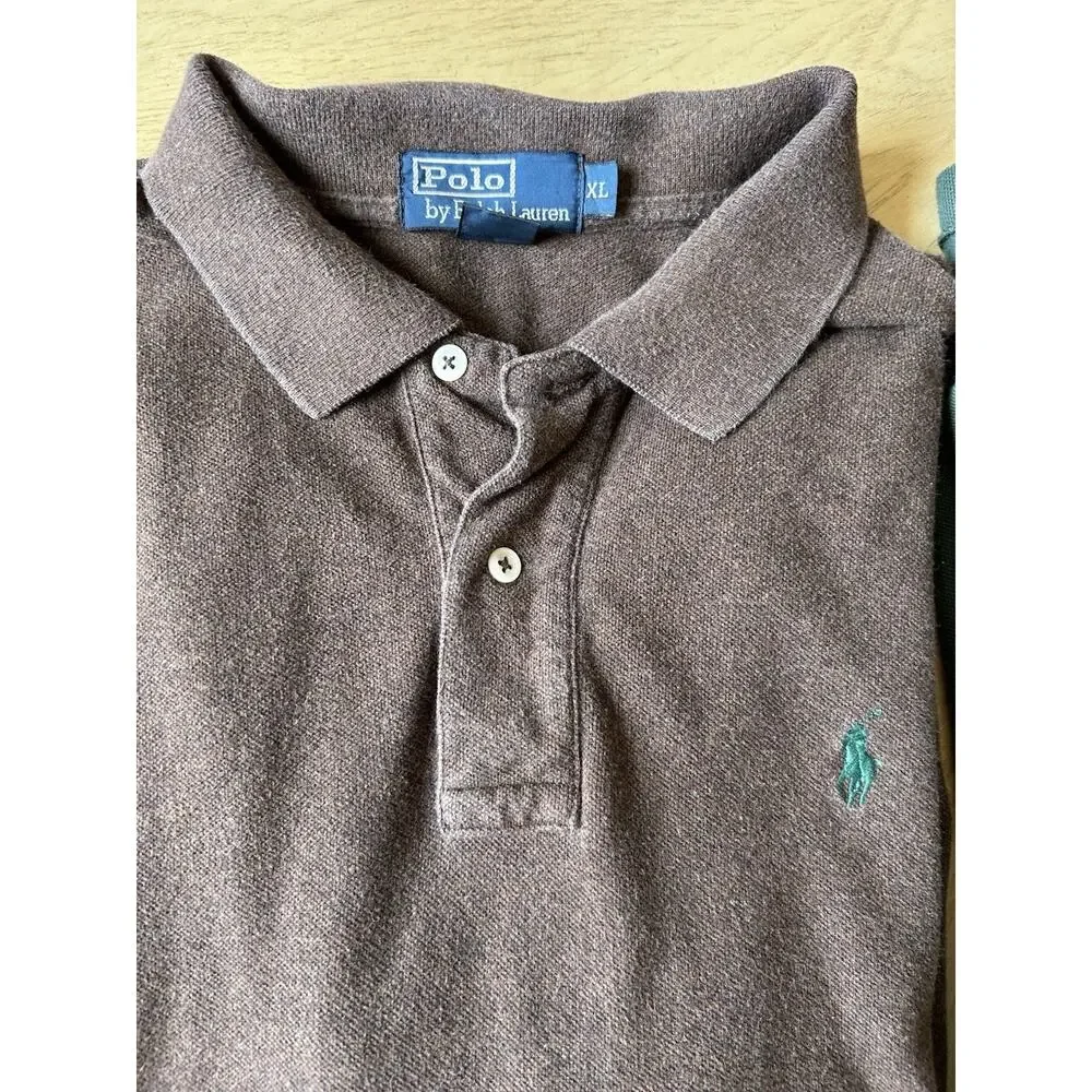 2 Polo Ralph Lauren polo Shirt Men's XL preppy y2K golf Teal Green Brown Lot 2